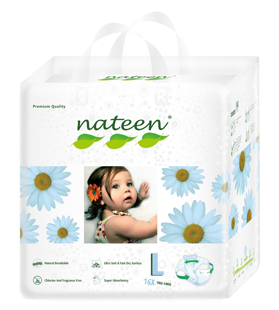 Nateen Premium Diapers - Large (7 - 18 kg | 15 - 40 lbs)